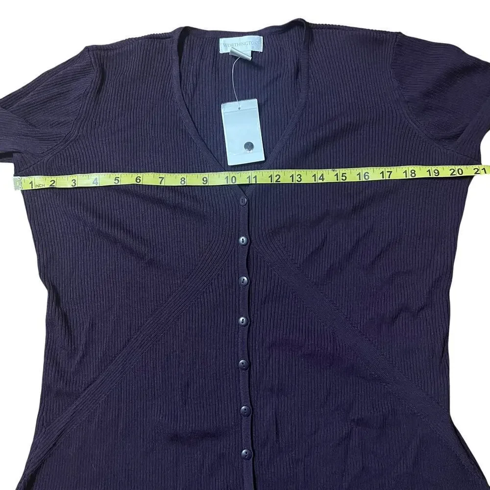 Vintage Worthington Deep Purple Cardigan Size XL NWT